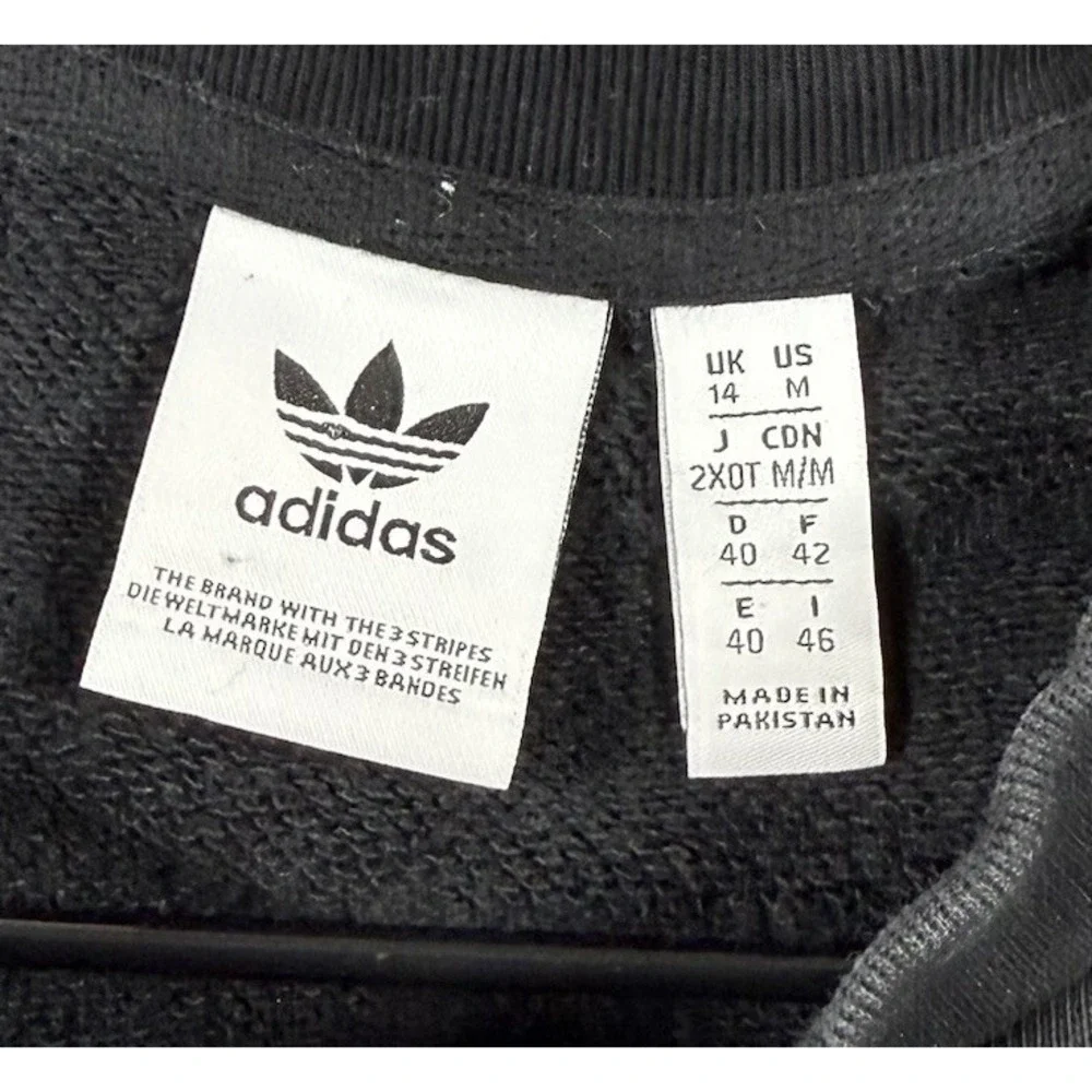 Adidas Sweatshirt Mens Medium Black Pullover Crew Neck‎ Long Sleeve